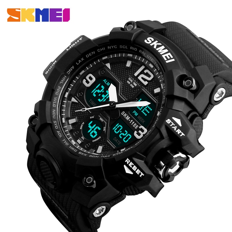 New Fashion Men Sports Watches SKMEI 1155B（2） Men Quartz Analog LED Digital Clock Man Military Waterproof Watch Relogio Masculino 1155B