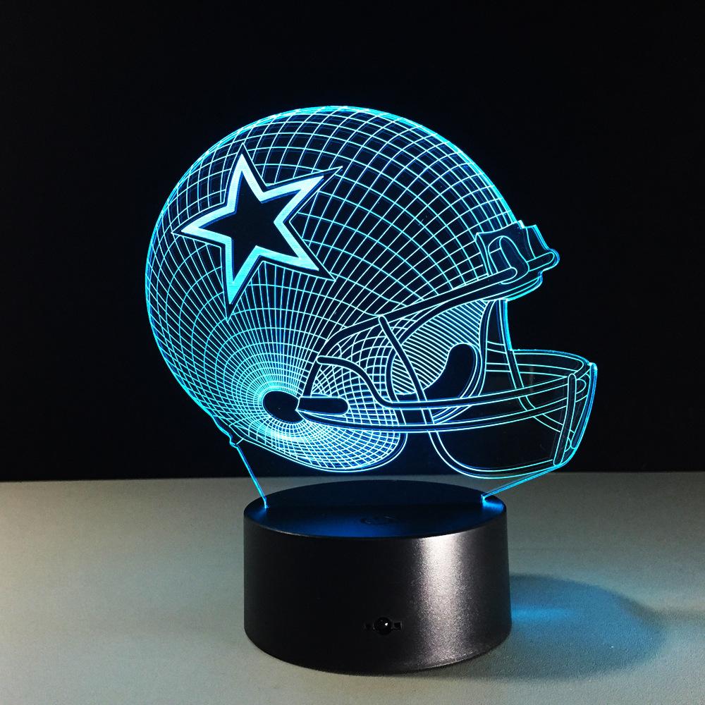 Football helmet Dallas Cowboys lamparas 3d led lamp 7 Colors Change acrylic USB LED Table Lamp Kids Gift Creative Night Lamp