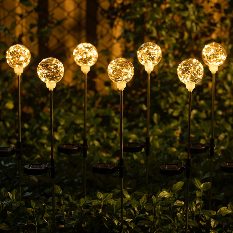 Outdoor Solar Ball Reed Lamp Garden Courtyard Decoration Floor Lamp Luminous Copper Wire Ball Lamp Lawn Lamp