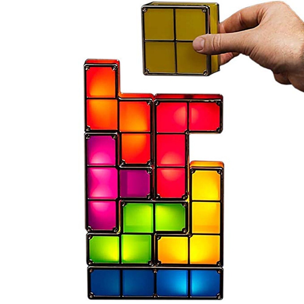 Dropship Upgrade DIY Tetris Night Light Colorful Stackable Tangram Puzzles 7 Pieces LED Induction Interlocking Lamp 3D Toys Gift