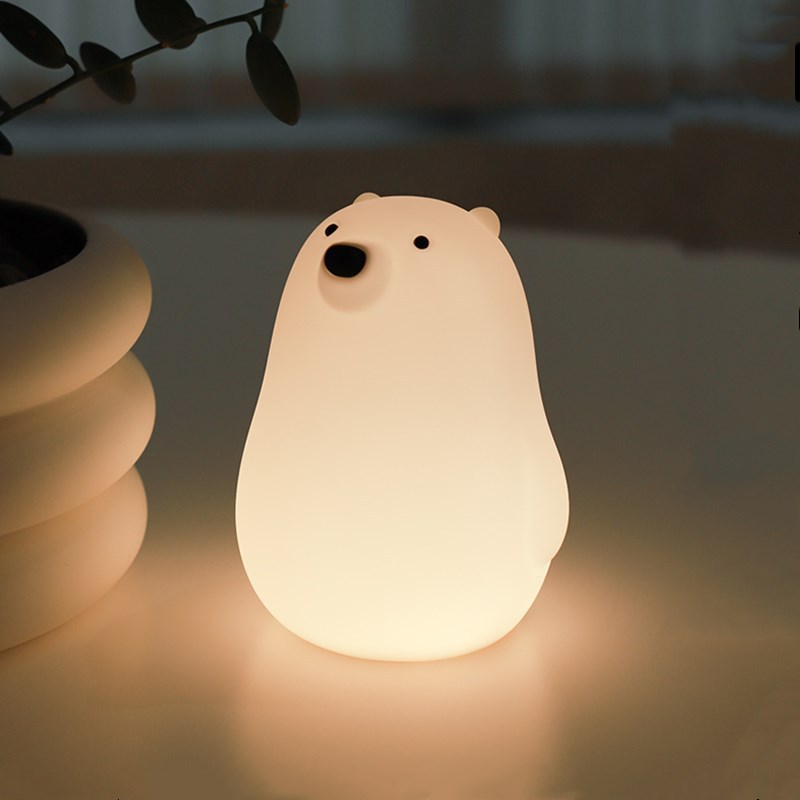 Little White Bear Silicone Lamp USB Charging Bedside Timing With Sleeping Lamp Children’s Cartoon Bedroom Led Pat Night Lamp