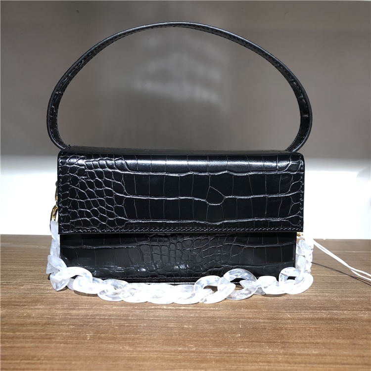 Square Box Women Top-Handle Bag Crocodile Wallet Leather