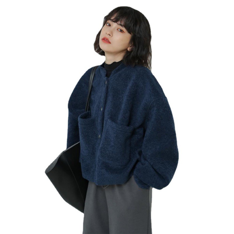 Woolen jacket women’s casual loose casual short woolen fabric