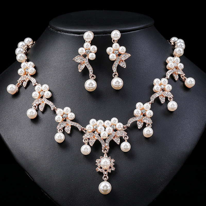 Branch Shaped Pearl Necklace Set Ethnic Retro Jewelry Clavicle Chain