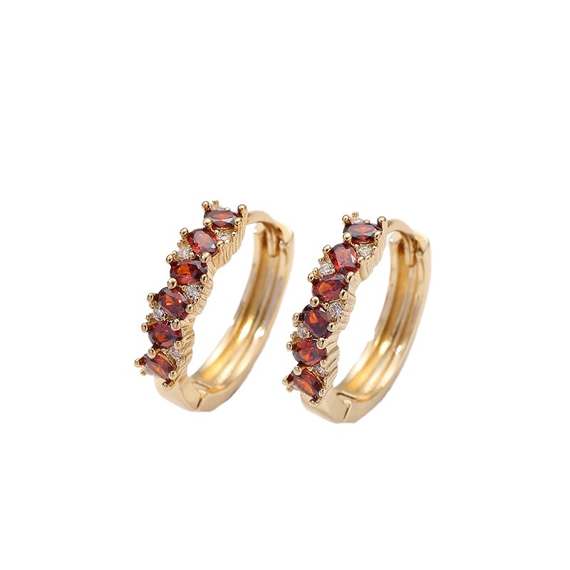 Versatile and fashionable micro inlaid colored zircon earrings