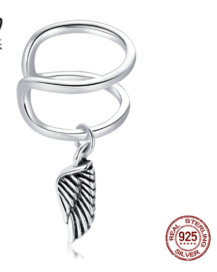 Single Sterling Silver S925 Angel Wing Earrings Women Retro Wings Single Simple Earring