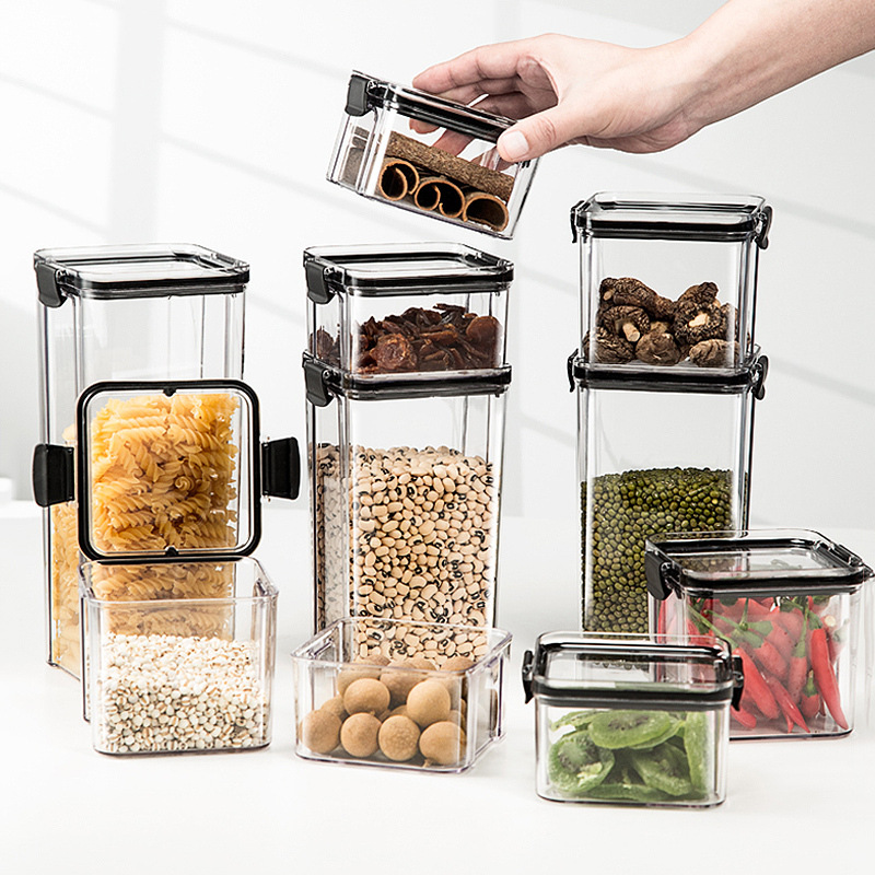 Sealed Cans Of Whole Grains Kitchen Storage Food Grade Transparent Plastic Cans Box Snacks Dry Goods Tea Storage Cans