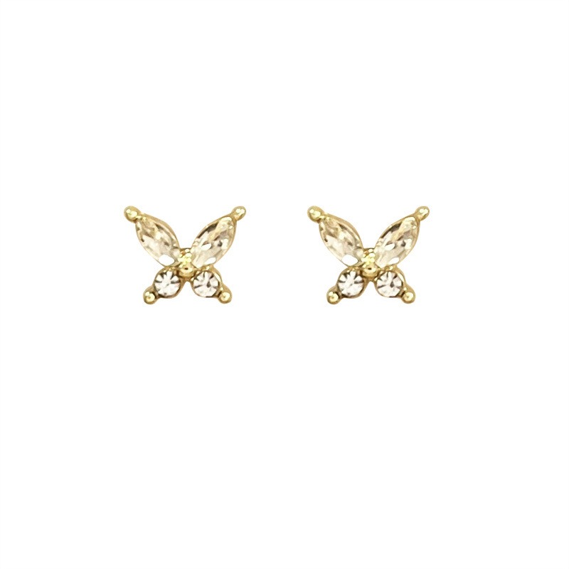S925 Silver Needle Exquisite Zircon Butterfly Stud Earrings for Women