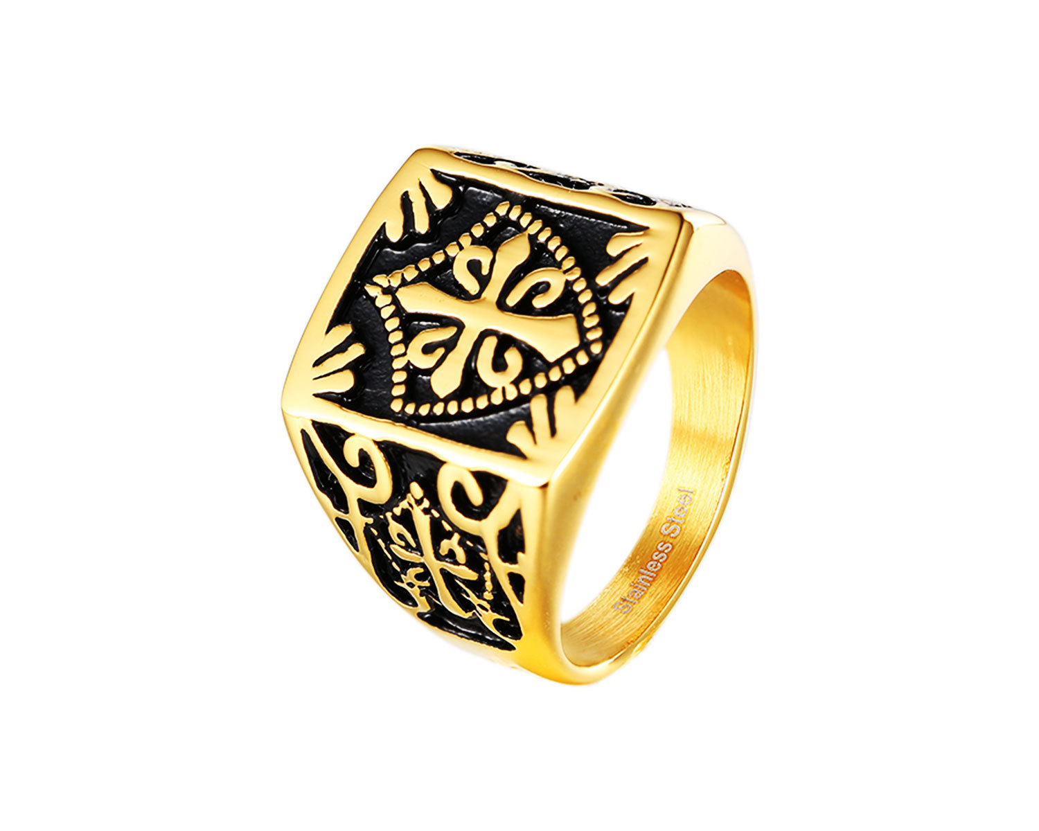 Unisex Gold Sand Gold Handmade Individually Wrapped Geometric Open Vintage Personality Print Ring