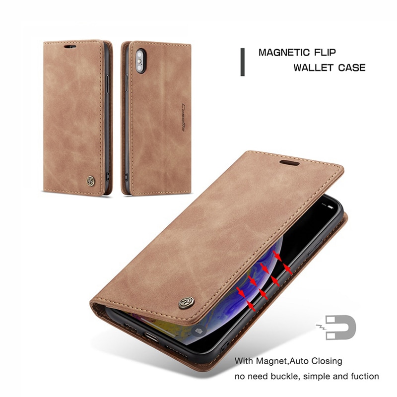 Luxury Leather Wallet Flip Case for iPhone X XR XS Max Case Phone Cover Funda for iPhone 7 6s 6 8 Plus 5 5S SE Case Coque Capa