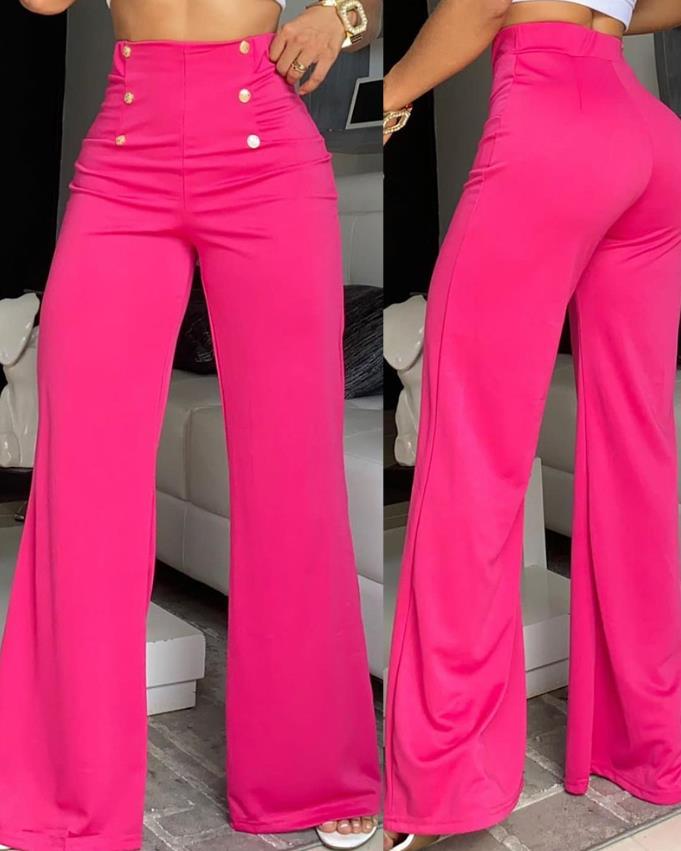 Women’s New Breasted Decorative Wide Leg Pants