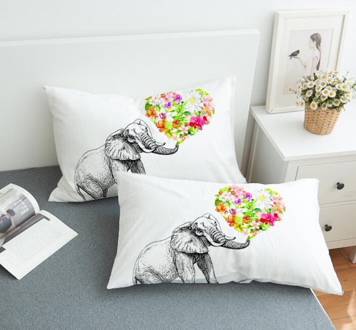 3D Bedding Flower elephant Pillowcase Print Neck Pillow Case  Decorative Pillow Cover  Bedding