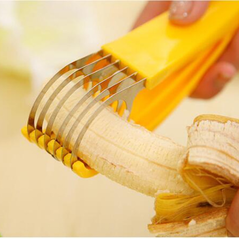 Stainless Steel Banana Cutter Fruit Vegetable Sausage Slicer Salad Sundaes Tools Cooking Tools Kitchen Accessories Gadgets