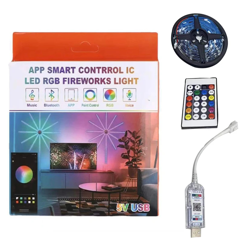 LED Firework Lights Indoor App & Remote Control RGB Color 213 Dynamic Modes Led Strip Lights Christmas Birthday Party Decoration