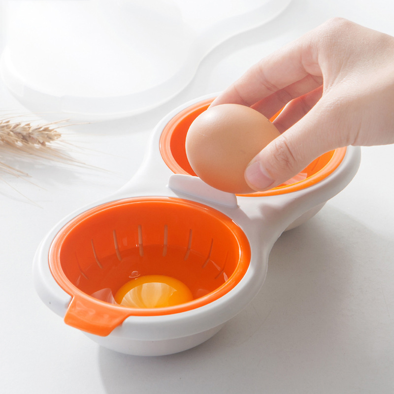 Mini Twin Egg Boiler Creative Tableware Microwave Oven Egg Steamer Double Layer With Lid Egg Steamer Bowl Kitchen Gadget