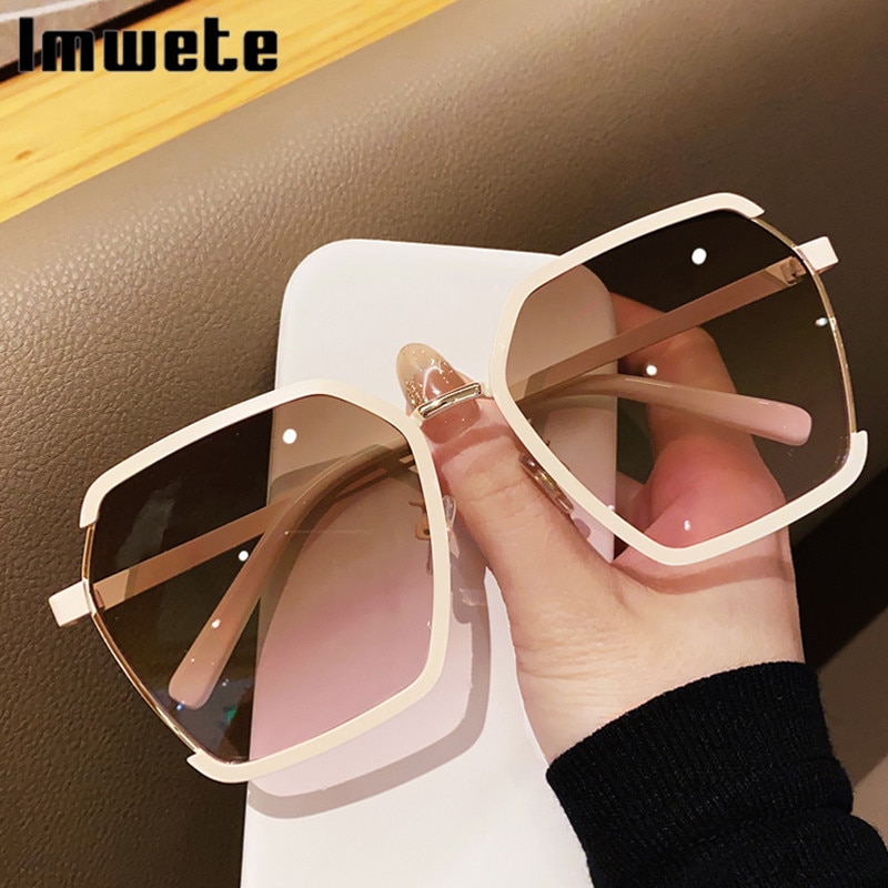 Korean Version Ins Polygonal Sunglasses Creative Two-Color Electroplating Irregular Glasses Anti-Ultraviolet Sunglasses