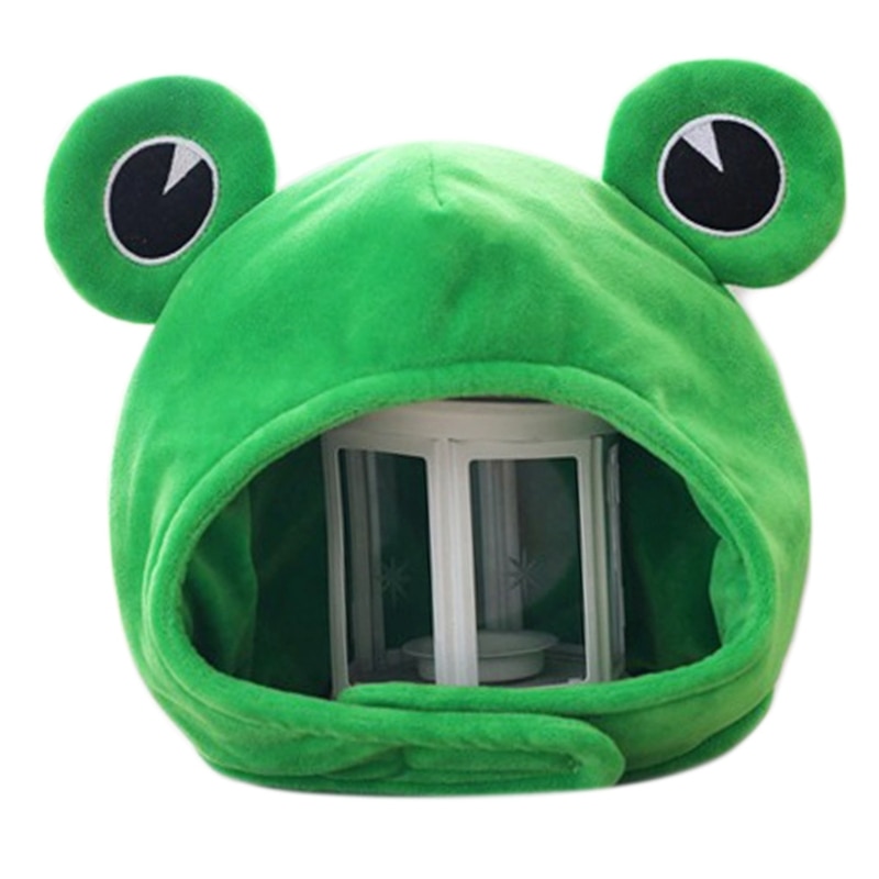 Funny Big Frog Eyes Cartoon Plush Hat Toy Green Headgear Cap Cosplay Costume
