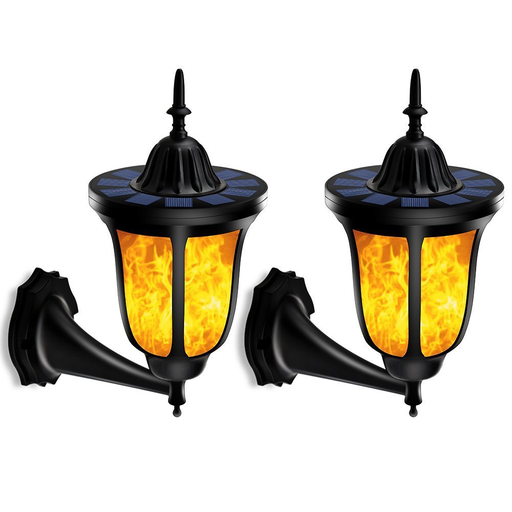 Solar Lamp 96 LEDs Waterproof IP65 Outdoor Flickering Flames Torch Wall Light Decor Warm White