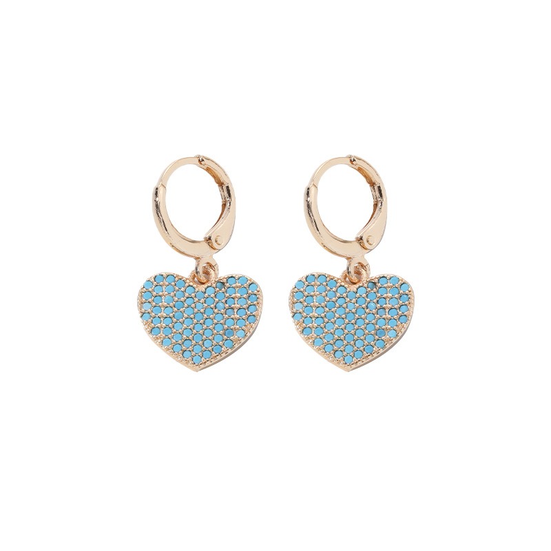 Fashionable and versatile, fully inlaid with zircon heart earrings