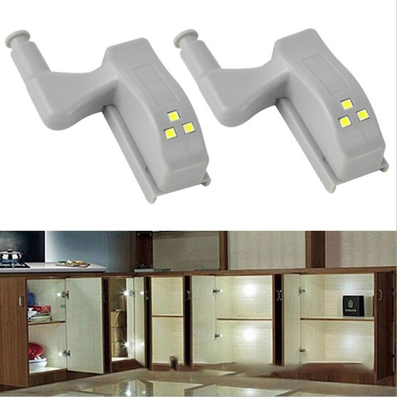 10PCS Inner Hinge LED Sensor Under Cabinet Lights For Kitchen Bedroom Closet Wardrobe Night Light Battery Operated