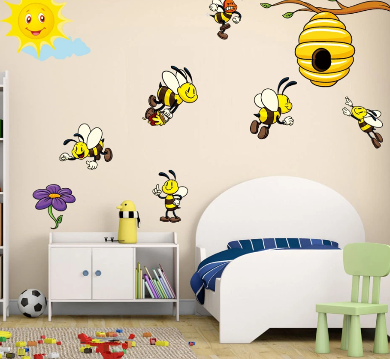 Flying Bees and Hive Wall Stickers