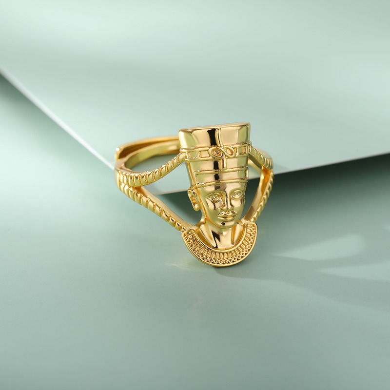 Ring for Men and Women: Egyptian African Queen Charming African Goddess Handpiece with Adjustable Opening Ring