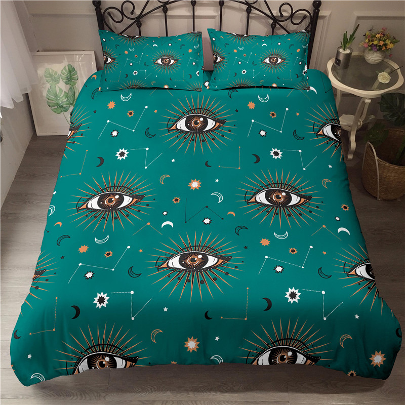 3D digital printing whimsical pattern eyes custom quilted bedding