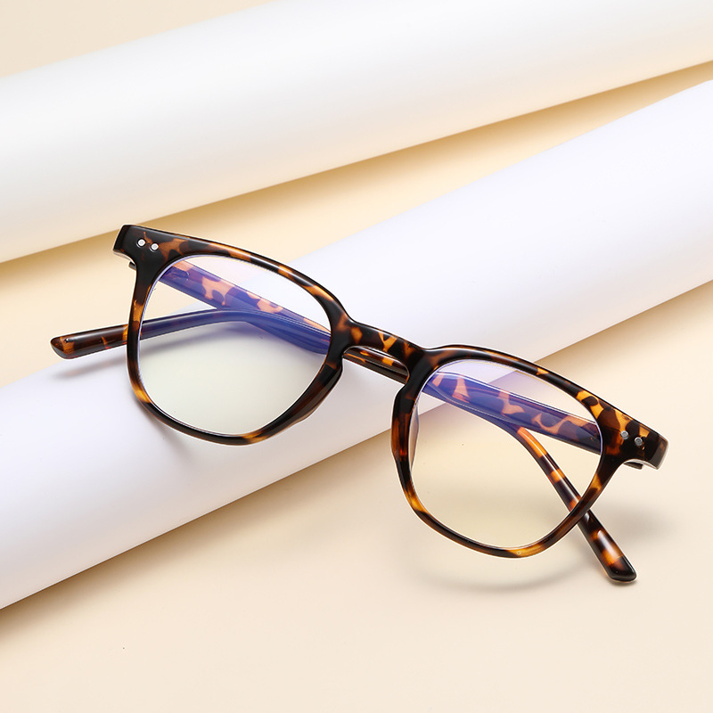 New Anti-Blue Light Flat Lens Art Frame Glasses Rice Nail Frame Can Be Matched With Myopia Lens