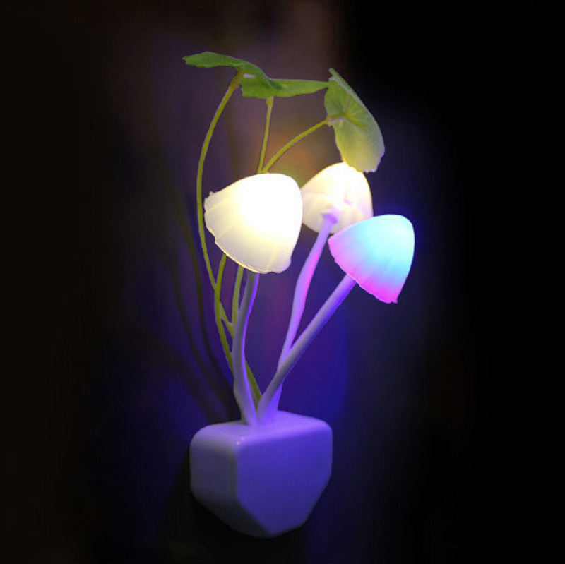 Mushroom Lamp Fungus Night Light EU & US Plug Light Sensor AC110V 220V 3 LED Colorful Mushroom Lamp Led Night