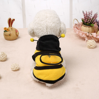 Pet Clothes Cute Bee Dress Dog Clothes Teddy Two-legged Dog Clothes Hooded Fleece