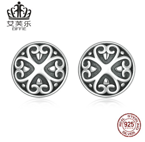 Original New Retro Pattern Sterling Silver S925 Earrings Personality Simple Line Striped Road Earrings