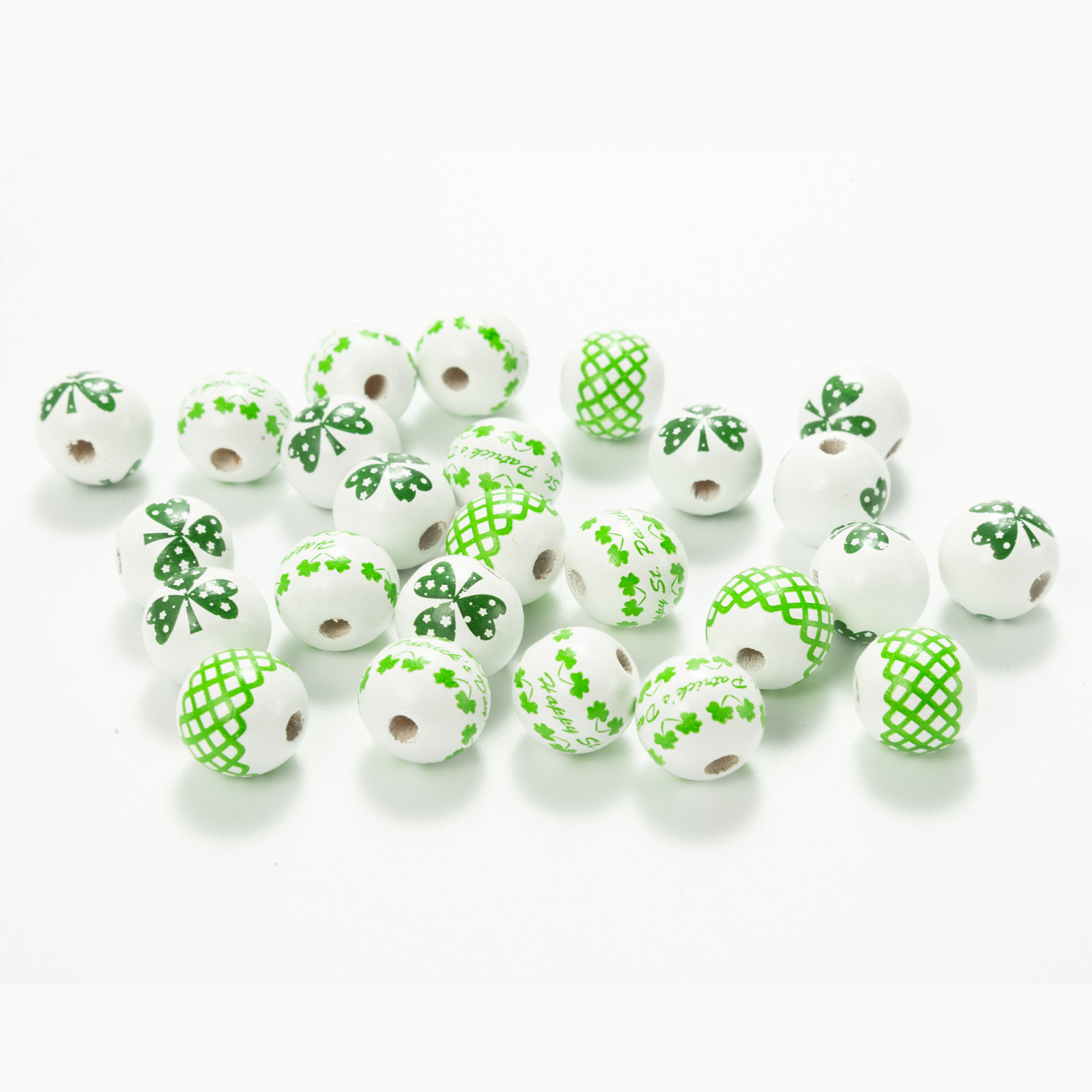 10pcs Irish Festival St. Patrick’s Day Colorful Wooden Beads DIY Accessories