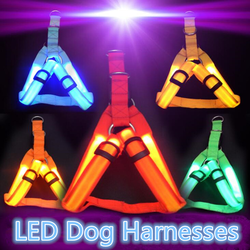 Nylon Pet Safety LED Harness Dog Product Flashing Light Harness Dog Harness Leash Rope Belt