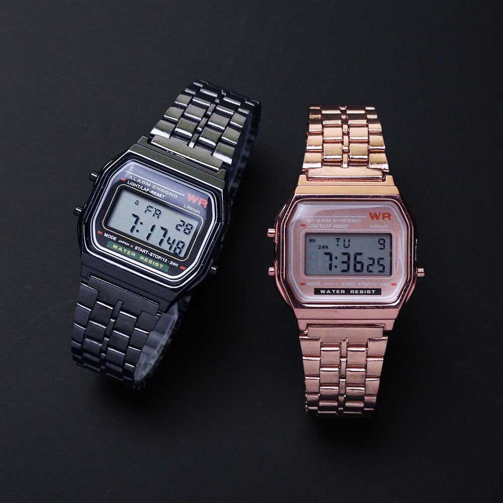 Rose Gold Silver Watches Men Watch Electronic Digital Display Retro Style Clock Men’s Relogio Masculin Reloj Hombre homme