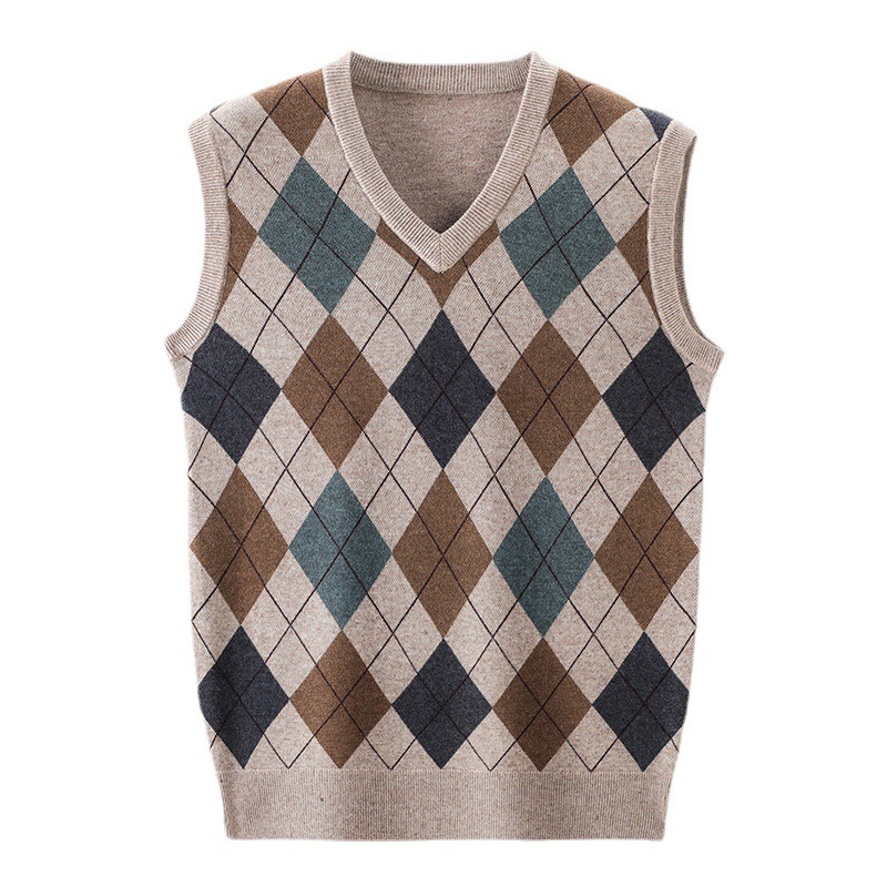 Men’s autumn and winter V-neck with wool vest sweater