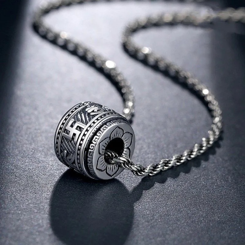 S925 Silver Thai Silver Worn Pendant Six character Words of Truth Necklace Retro Accessories Couple Male Birthday Gifts to Female Direct Selling