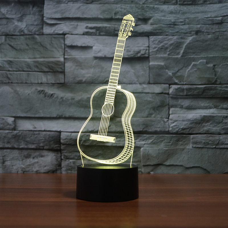 3D Optical Illusion LED guitar Night Light, 7 Color Changing Night Light, Room Decor Light, Table Desk Lamp