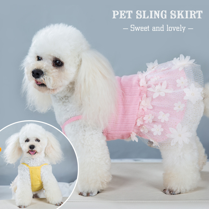 Spring And Summer Thin Pet Clothes Puppy Skirt Two-Legged Princess Suspender Skirt Small Dog Puppy Summer Dress