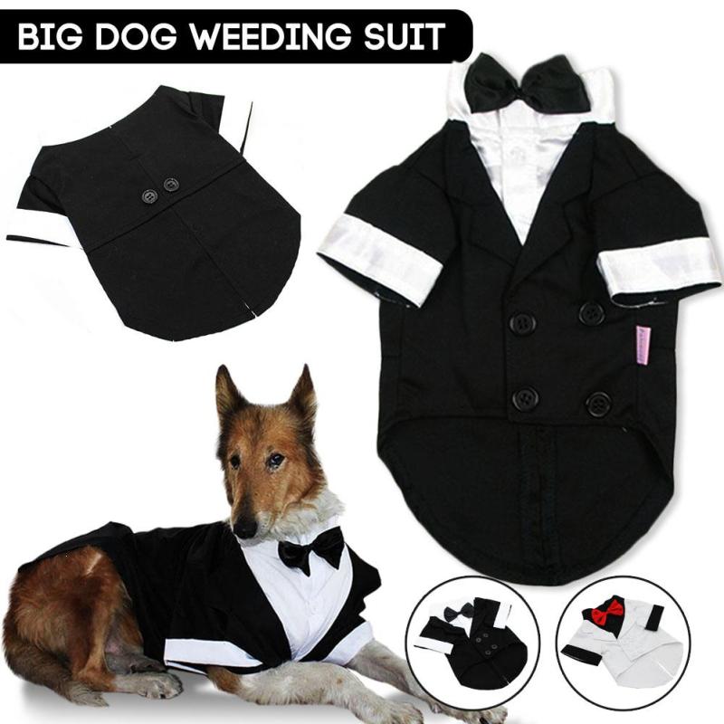 Dog Wedding Clothes Western Style Tuxedo With Bow Tie Big Dog Gentleman Formal Party Costume Suit