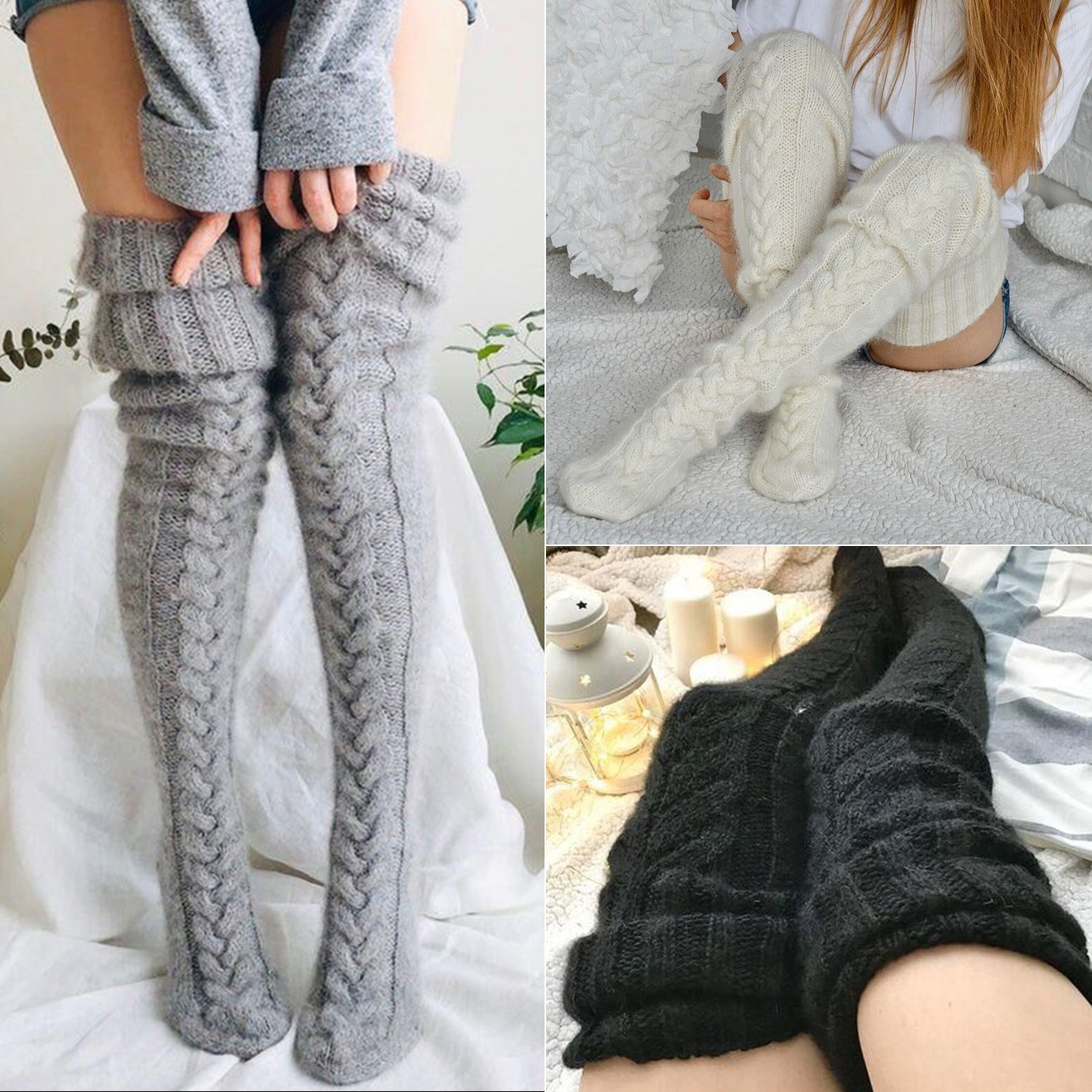 Autumn And Winter Knitting Knee Length Stockings Women’s Lengthened Floor Stockings Wool Pile Stockings