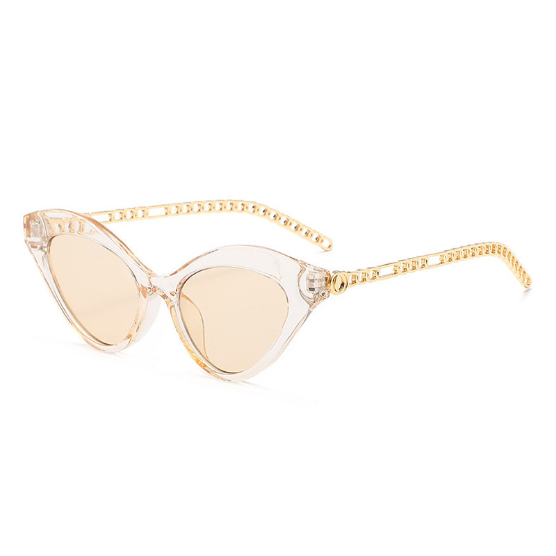 New Fashion Cat Eye Sunglasses Personality Chain Temple Sunglasses Trend Sunglasses