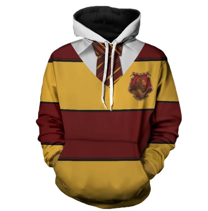 New 3D Digital Cool Harry Potter Striped Hoodie Trendy Casual Loose Hooded Sweater