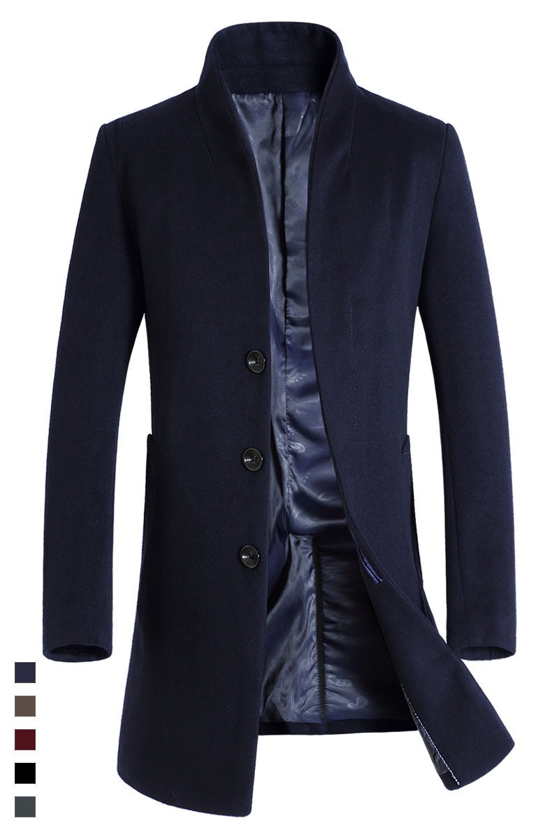Men’s woolen coat casual woolen windbreaker coat