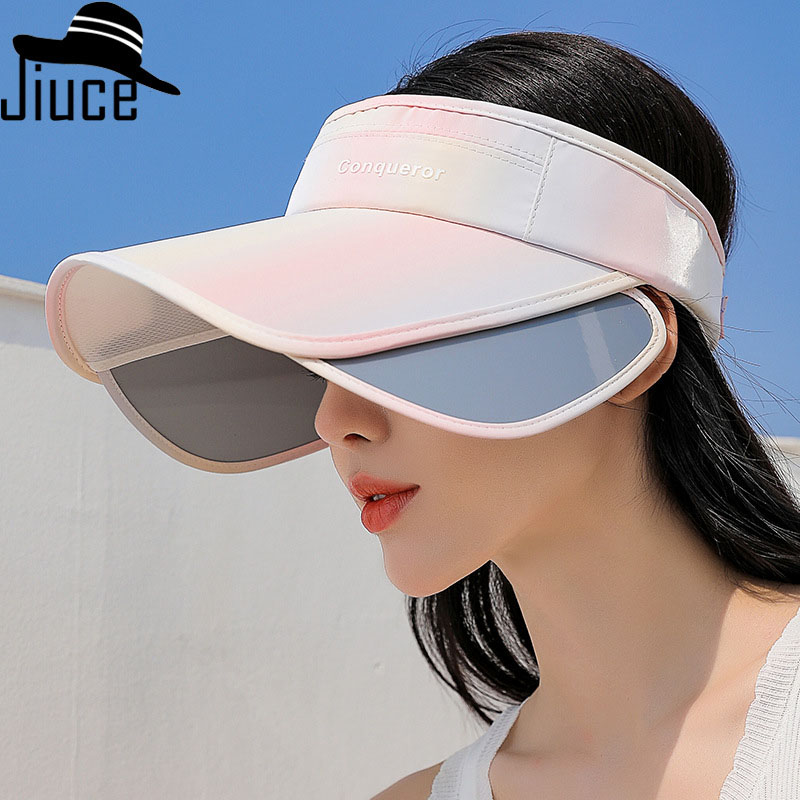 UV High Rainbow Color Empty Top Hat Ladies New Functional Hat Lengthened And Widened Brim Sun Hat UV Protection