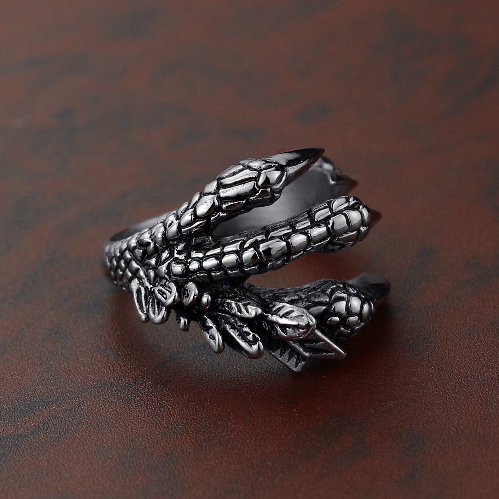 Dragon Ring Titanium Steel Dragon Claw Ring Sharp Claw Hand Jewelry Animal Open Ring