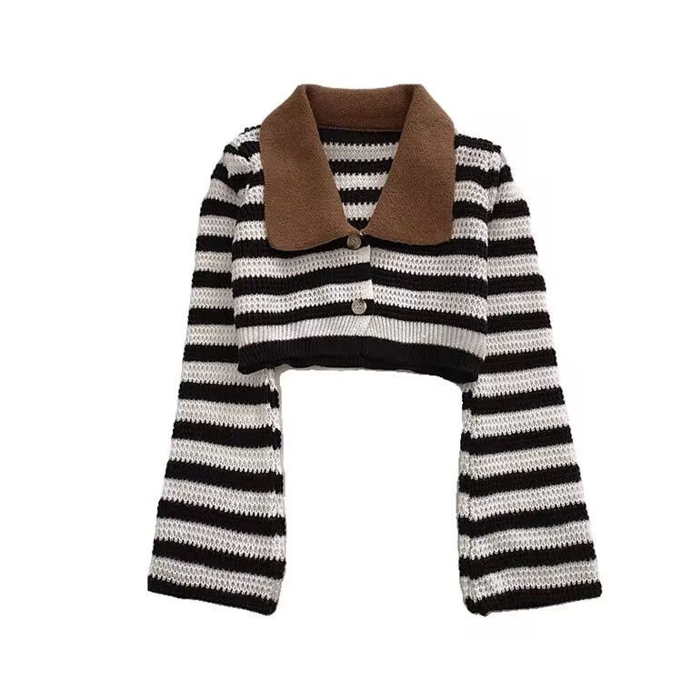 New Fashion Striped Knitted Women Cardigan Sweater
