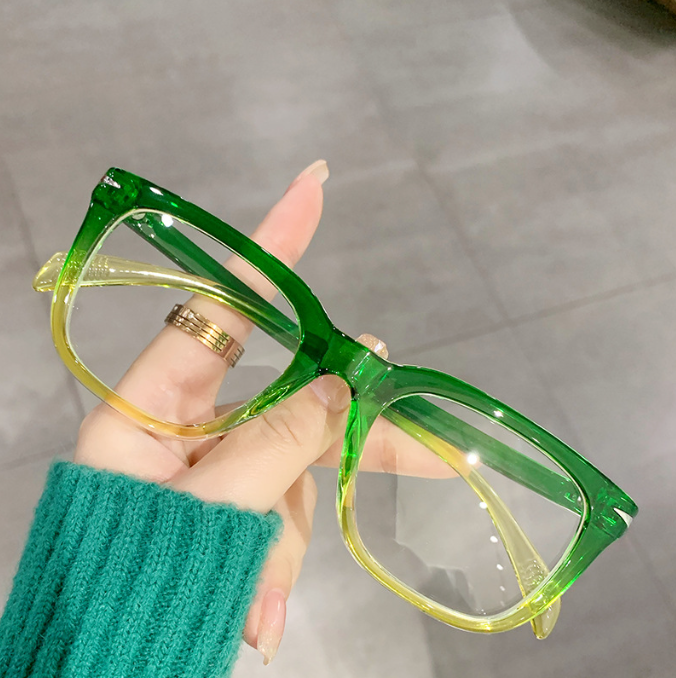 Box plastic anti blue light rice nail flat lens fashionable and colorful full frame glasses
