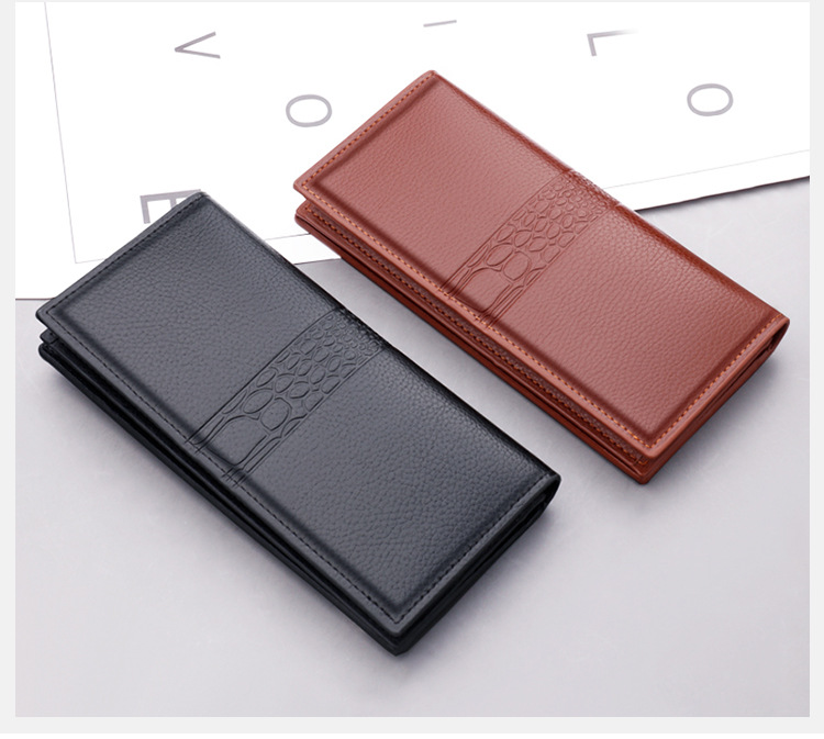Multifunctional Wallet Men’s Long Zipper Trend Fashion Personality Large Capacity Button Youth Hand Embossed Wallet