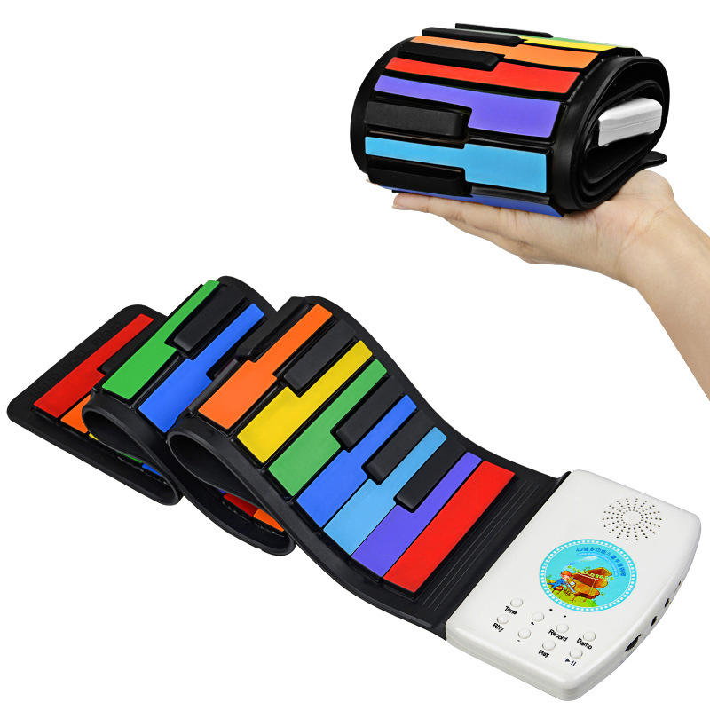 49 Key Rainbow Handroll Piano Thickened Silicone Waterproof Children’s Entry Folding Electronic Organ