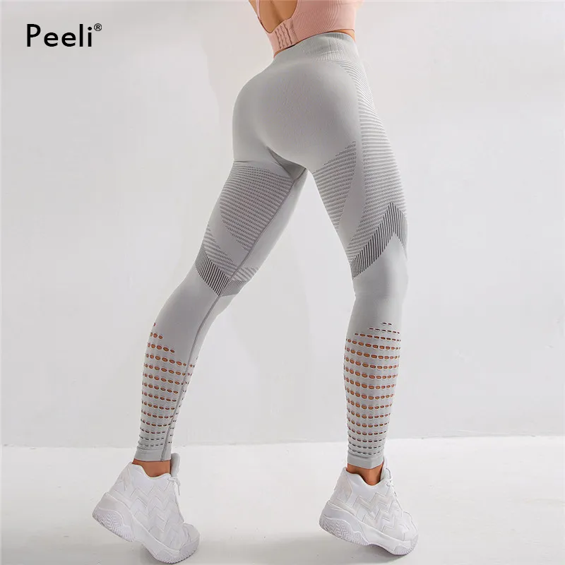 Peeli High Waist Seamless Leggings Yoga Pants Push Up Fitness Tight Workout Tummy Control Gym Leggings Athletic Pants Sportswear